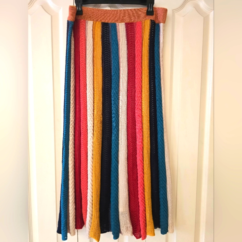 FARM RIO Multicolor Striped Knit Skirt SIZE large Beautiful! NWT